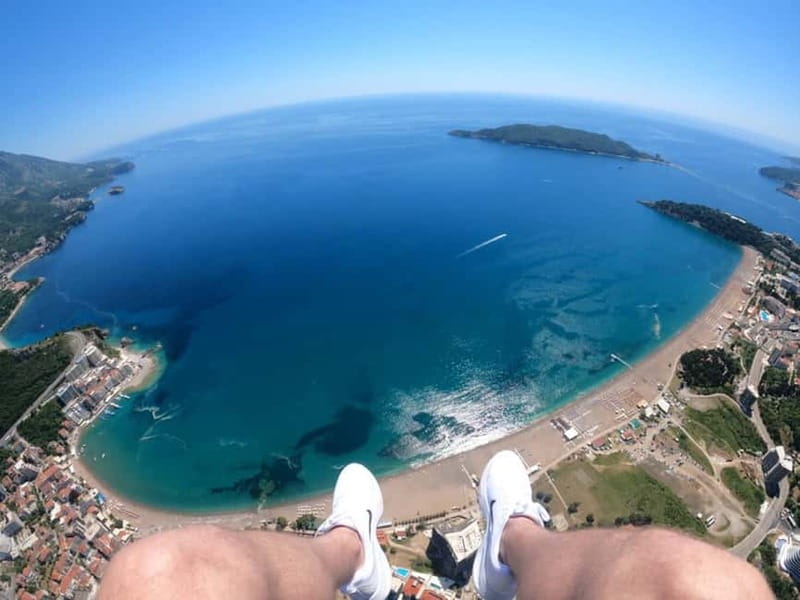 Becici Beach: Tandem Paragliding Flight in Budva Riviera - From Becici Beach to the hilltop launch