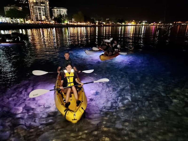 Budva: Night Lights Kayaking Tour - The first stretch under the night sky