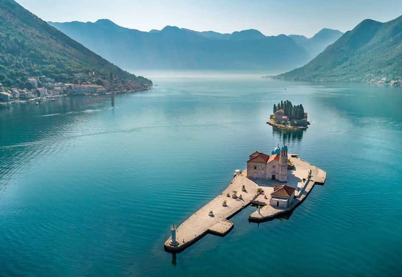 Kotor: Blue Cave with Kotor Bay Island and Submarine Tunnels - Passing Mamula Island and its fortress