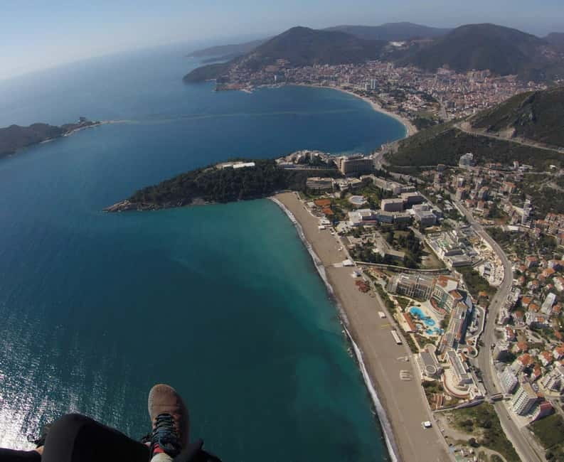 Tandem Paragliding in Budva with Expert Pilots/All-inclusive - Budva, Bečići, and Sveti Stefan from the air