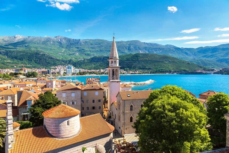 Tirana/Durres/Shkoder: Montenegro Day Tour Budva & S. Stefan - Sveti Stefan from the viewpoint